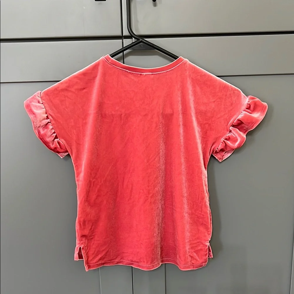Old Navy Rosey-Pink velour Ruffle Sleeve Kids Top
